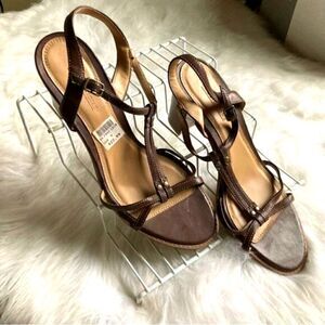 Delicate Strappy Brown Heel Sandals women size 9 EUC